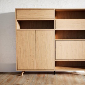 Aktenschrank Eiche - Büroschrank: Schubladen in Eiche & Türen in Eiche - Hochwertige Materialien - 151 x 129 x 34 cm, Modular