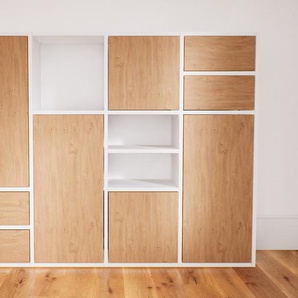 Aktenschrank Eiche - Büroschrank: Schubladen in Eiche & Türen in Eiche - Hochwertige Materialien - 156 x 117 x 34 cm, Modular