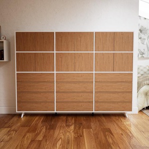 Aktenschrank Eiche - Büroschrank: Schubladen in Eiche & Türen in Eiche - Hochwertige Materialien - 226 x 168 x 34 cm, Modular