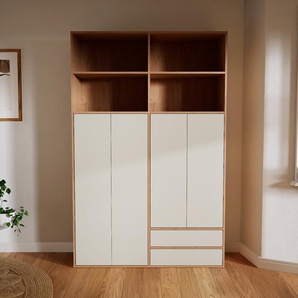 Aktenschrank Eiche - Büroschrank: Schubladen in Taupe & Türen in Taupe - Hochwertige Materialien - 151 x 232 x 47 cm, Modular