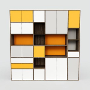 Aktenschrank Gelb - Büroschrank: Schubladen in Weiß & Türen in Weiß - Hochwertige Materialien - 228 x 232 x 47 cm, Modular