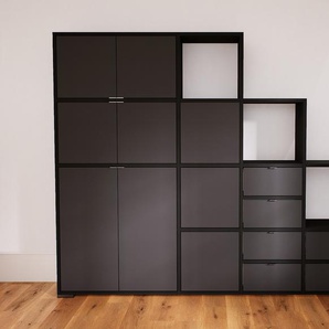 Aktenschrank Graphitgrau - Büroschrank: Schubladen in Graphitgrau & Türen in Graphitgrau - Hochwertige Materialien - 192 x 158 x 34 cm, Modular