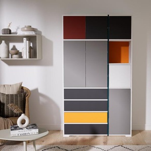 Aktenschrank Grau - Büroschrank: Schubladen in Graphitgrau & Türen in Grau - Hochwertige Materialien - 115 x 196 x 34 cm, Modular