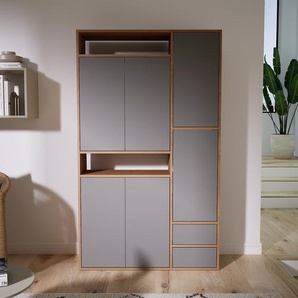 Aktenschrank Grau - Büroschrank: Schubladen in Grau & Türen in Grau - Hochwertige Materialien - 115 x 194 x 34 cm, Modular