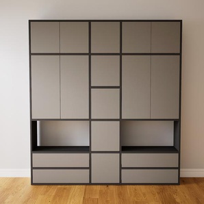 Aktenschrank Grau - Büroschrank: Schubladen in Grau & Türen in Grau - Hochwertige Materialien - 190 x 194 x 34 cm, Modular