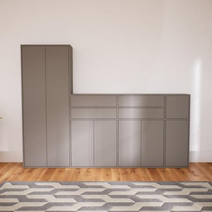 Aktenschrank Grau - Büroschrank: Schubladen in Grau & Türen in Grau - Hochwertige Materialien - 264 x 194 x 34 cm, Modular