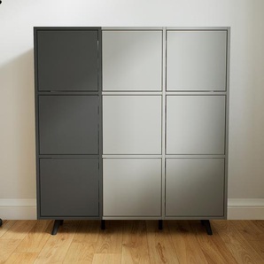 Aktenschrank Grau - Flexibler Büroschrank: Türen in Grau - Hochwertige Materialien - 118 x 129 x 34 cm, Modular