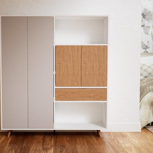 Aktenschrank Hellgrau - Büroschrank: Schubladen in Eiche & Türen in Hellgrau - Hochwertige Materialien - 151 x 168 x 34 cm, Modular