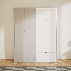 Aktenschrank Hellgrau - Büroschrank: Schubladen in Weiß & Türen in Hellgrau - Hochwertige Materialien - 151 x 196 x 47 cm, Modular