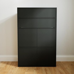 Aktenschrank Schwarz - Büroschrank: Schubladen in Schwarz & Türen in Schwarz - Hochwertige Materialien - 77 x 117 x 34 cm, Modular