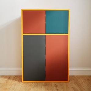 Aktenschrank Terrakotta - Flexibler Büroschrank: Türen in Terrakotta - Hochwertige Materialien - 77 x 117 x 34 cm, Modular