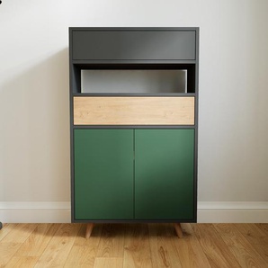 Aktenschrank Waldgrün - Büroschrank: Schubladen in Graphitgrau & Türen in Waldgrün - Hochwertige Materialien - 77 x 129 x 34 cm, Modular