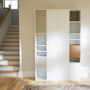 Aktenschrank Weiß - Büroschrank: Schubladen in Taupe & Türen in Weiß - Hochwertige Materialien - 154 x 232 x 47 cm, Modular