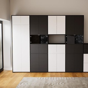 Aktenschrank Weiß - Büroschrank: Schubladen in Weiß & Türen in Graphitgrau - Hochwertige Materialien - 375 x 234 x 47 cm, Modular