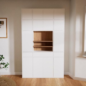 Aktenschrank Weiß - Büroschrank: Schubladen in Weiß & Türen in Weiß - Hochwertige Materialien - 154 x 252 x 34 cm, Modular