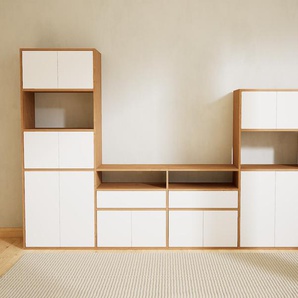 Aktenschrank Weiß - Büroschrank: Schubladen in Weiß & Türen in Weiß - Hochwertige Materialien - 300 x 194 x 47 cm, Modular