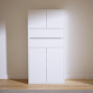 Aktenschrank Weiß - Büroschrank: Schubladen in Weiß & Türen in Weiß - Hochwertige Materialien - 77 x 156 x 34 cm, Modular