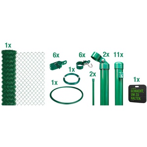 Maschendrahtzaun ALBERTS, grün, H:125cm, Stahl, Zaunelemente, Höhe: 80 - 200 cm, Gesamtlänge: 15 - 100 m, zum Einbetonieren