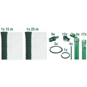 Maschendrahtzaun ALBERTS, grün, H:125cm, Stahl, Zaunelemente, Höhe: 80 - 200 cm, Gesamtlänge: 15 - 100 m, zum Einbetonieren