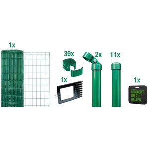 ALBERTS Schweißgitter Fix-Clip Pro Zaunelemente Höhe: 80-150cm, Gesamtlänge: 10 und 25m, zum Einbetonieren Gr. H/L: 153cm x 25 m, Pfosten: 1, grün