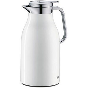 Alfi Isolierkanne Skyline, Weiß, Metall, 1,5 l, doppelwandig, Ausgießer, lebensmittelecht, Vakuum, Glaskolben, abnehmbarer Deckel, Schraubverschluss, hält warm, kalt, schadstofffrei, Einhandbedienung, Kaffee & Tee, Kannen, Thermoskannen