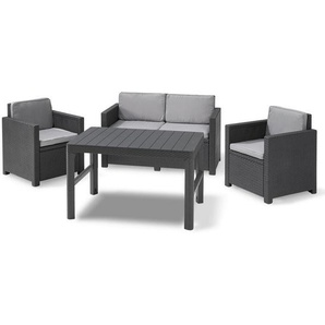 Allibert Loungegarnitur, Anthrazit, Kunststoff, 123x80x65 cm, Tisch höhenverstellbar, UV-beständig, wetterbeständig, Loungemöbel, Loungemöbel-Sets