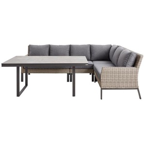 Amatio Loungegarnitur, Grau, Hellgrau, Dunkelgrau, Metall, Kunststoff, Textil, Füllung: Schaumstoff,Polyester, L-Form, 259x199 cm, Loungemöbel, Loungemöbel-Sets