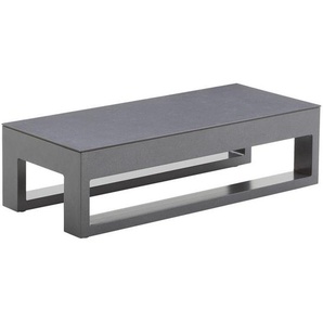 Amatio Loungetisch, Anthrazit, Metall, Glas, rechteckig, Kufe, U-Form, 90x26x38 cm, Bsci, Loungemöbel, Loungetische