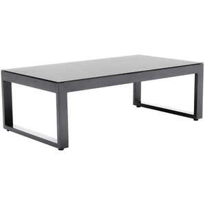 Amatio Loungetisch, Anthrazit, Metall, Glas, rechteckig, Kufe, 110x36x60 cm, Bsci, Loungemöbel, Loungetische