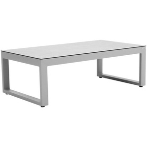 Amatio Loungetisch, Hellgrau, Metall, Glas, rechteckig, Kufe, 110x36x60 cm, Bsci, Loungemöbel, Loungetische