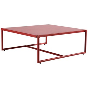 Amatio Loungetisch, Rot, Metall, rechteckig, Kufe, Rundrohr, 80x33.2x88 cm, Bsci, rostfrei, wetterbeständig, Loungemöbel, Loungetische