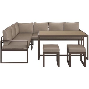 Ambia Garden Dining-Loungeset, Braun, Metall, Kunststoff, einzeln stellbar, 240.5x176 cm, Loungemöbel, Loungemöbel-Sets