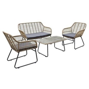 Ambia Garden Gartenset, Anthrazit, Klar, Dunkelgrau, Beige, Metall, Kunststoff, Glas, 7-teilig, Füllung: Komfortschaum, Tisch mit Glasplatte, Gartenmöbel, Gartenmöbel-Sets