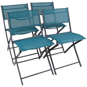 Ambia Garden Gartenstuhl-Set, Türkis, Metall, Textil, 45x79x46 cm, klappbar, UV-beständig, regenabweisend, abwischbar, Gartenmöbel, Gartenstühle, Gartenklappstühle