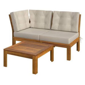 Ambia Garden Loungegarnitur, Akazie, Beige, Holz, Textil, Akazie, vollmassiv, Füllung: Komfortschaum,Komfortschaum, Säule, Loungemöbel, Loungemöbel-Sets