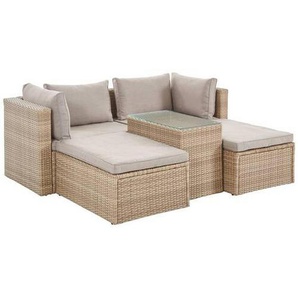 Ambia Garden Loungegarnitur, Braun, Kunststoff, Glas, Textil, eckig, Loungemöbel, Loungemöbel-Sets