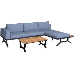 Ambia Garden Loungegarnitur Teakholz, Schwarz, Holz, Metall, Teakholz, Loungemöbel, Loungemöbel-Sets