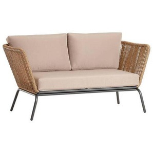 Ambia Garden Loungesofa, Anthrazit, Natur, Beige, Metall, Kunststoff, Textil, 2-Sitzer, Füllung: Schaumstoff, 151x80.5x75 cm, Loungemöbel, Gartensofas