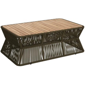 Ambia Garden Loungetisch, Teak, Olivgrün, Holz, Metall, Textil, Akazie, massiv, rechteckig, Sockel, 70x40x119 cm, höhenverstellbar, rostfrei, Loungemöbel, Loungetische