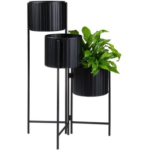 Ambia Home Blumentopf, Schwarz, Metall, Uni, 37x65x37 cm, Abstufung auf der Innenseite, Dekoration, Blumen & Zubehör, Übertöpfe