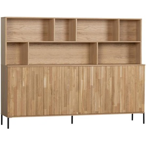 Ambia Home Buffet, Eiche, Hellgrau, Holzwerkstoff, Eiche, furniert, 4 Fächer, 200x150x44 cm, Typenauswahl, Beimöbel erhältlich, Küchen, Küchenmöbel, Buffetschränke