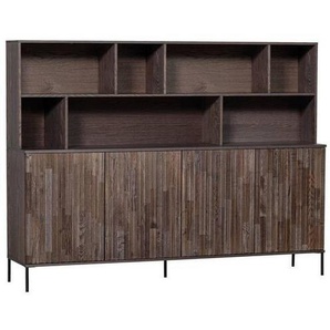 Ambia Home Buffet, Schwarz, Dunkelbraun, Holzwerkstoff, Esche, furniert, 4 Fächer, 200x150x44 cm, Typenauswahl, Beimöbel erhältlich, Küchen, Küchenmöbel, Buffetschränke