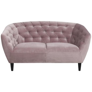 Ambia Home Chesterfield-Sofa, Rosa, Textil, Kautschukholz, massiv, 2-Sitzer, 150x78x84 cm, Wohnzimmer, Sofas & Couches, Sofas, Chesterfield Sofas