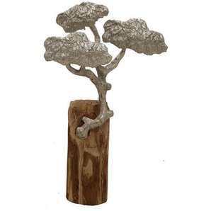 Ambia Home Dekobaum, Natur, Silber, Holz, Metall, Mangoholz, massiv, Uni, Baum, 25x42.5x11 cm, Handmade in India, Kunsthandwerk, zum Stellen, handgemacht, Dekoration, Skulpturen & Dekoobjekte, Dekoobjekte