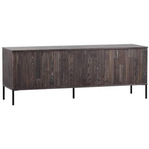 Ambia Home Lowboard, Schwarz, Dunkelbraun, Holzwerkstoff, Esche, furniert, 3 Fächer, 150x56x44 cm, Beimöbel erhältlich, Wohnzimmer, Wohnwände, Lowboards