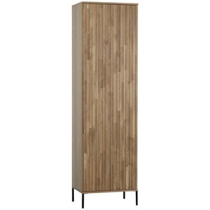 Ambia Home Schrank, Eiche, Hellgrau, Holzwerkstoff, Eiche, furniert, 3 Fächer, 1 Schubladen, 60x210x42 cm, Schlafzimmer, Kleiderschränke, Mehrzweckschränke