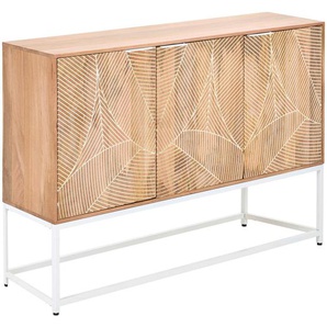 Ambia Home Sideboard, Natur, Weiß, Metall, Mangoholz, vollmassiv, 2 Fächer, 145x85x42 cm, Typenauswahl, stehend, Schlafzimmer, Schlafzimmer Kommoden