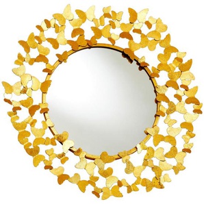 Ambia Home Wandspiegel, Gold, Metall, Glas, Metalloptik, rund, 92x92x5 cm, Spiegel, Wandspiegel