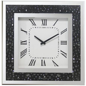 Ambia Home Wanduhr, Schwarz, Silber, Glas, Holzwerkstoff, 50x50 cm, RoHS, Dekoration, Uhren, Wanduhren