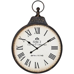 Ambia Home Wanduhr, Schwarz, Weiß, Holz, Metall, Glas, 60x86x6 cm, Dekoration, Uhren, Wanduhren